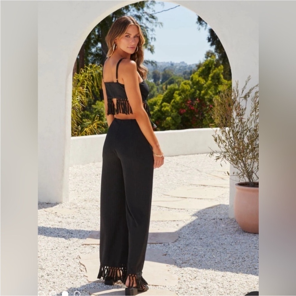 Elegant Black Fringe Jumpsuit - Picture 2 of 12